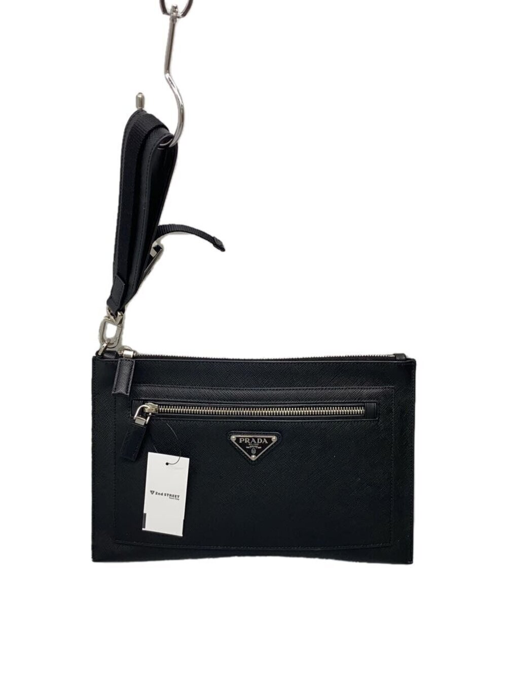 Prada Saffiano Leather Clutch Bag Black